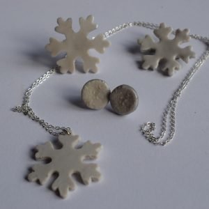 Сет „Снегулки“ – накит од полимерна глина
